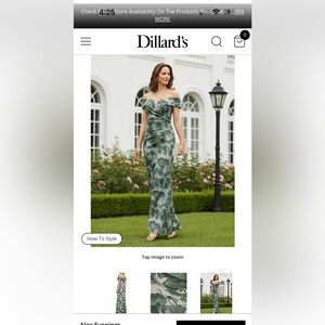 Alex Evenings Green Off-Shoulder Floral Evening Gown